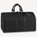 Louis Vuitton Keepall Fiber Optic LED Monogram 50 Black in Leather